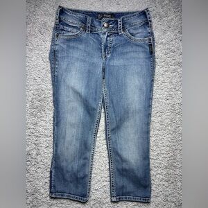 Silver Jeans Womens 27 Suki Surplus Capri Big Stitch Flap Pockets Low Rise Fest
